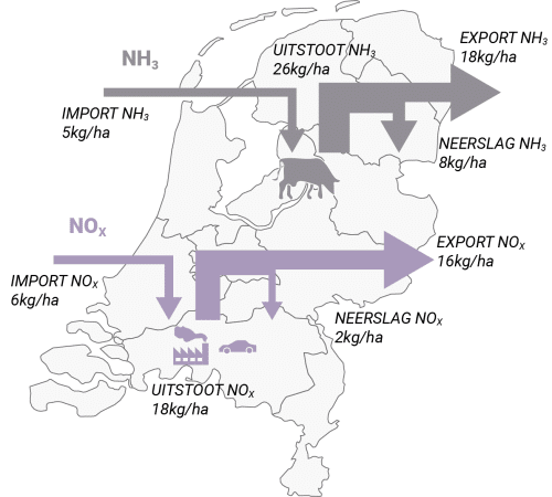 Stikstofdepositie kaart Nederland